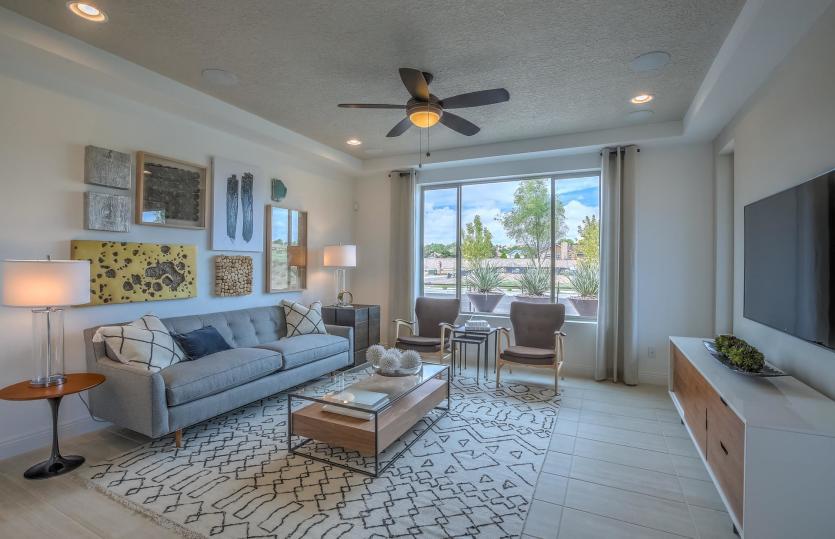 In the gathering room you'll enjoy just the right amount of space to cozy up to your favorite televi