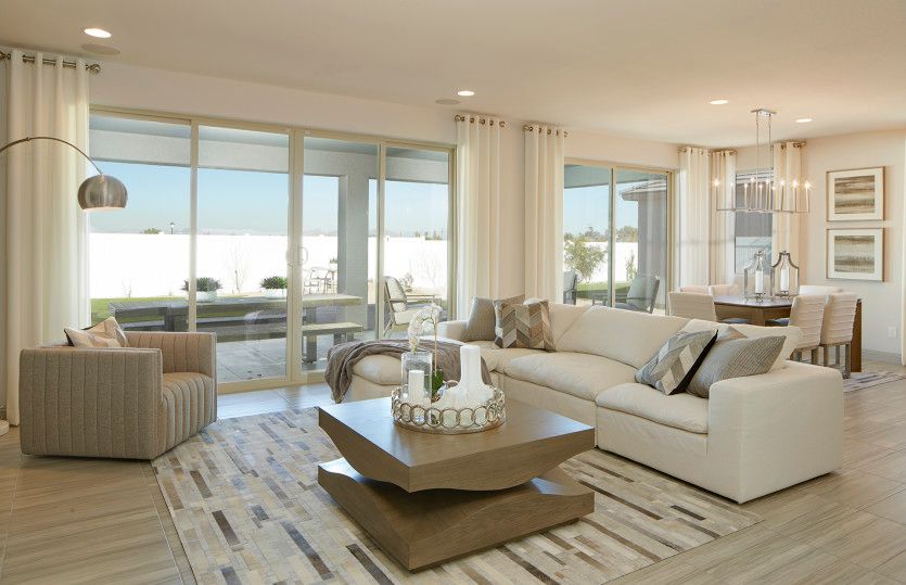 The gathering room includes bright windows and a great space for entertaining guests