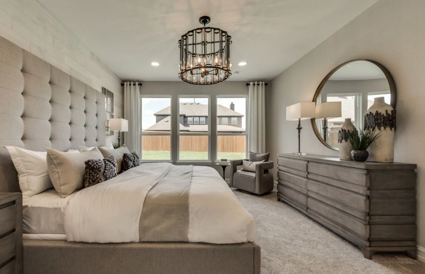 Large windows and recessed lighting in owner's suite *model representation