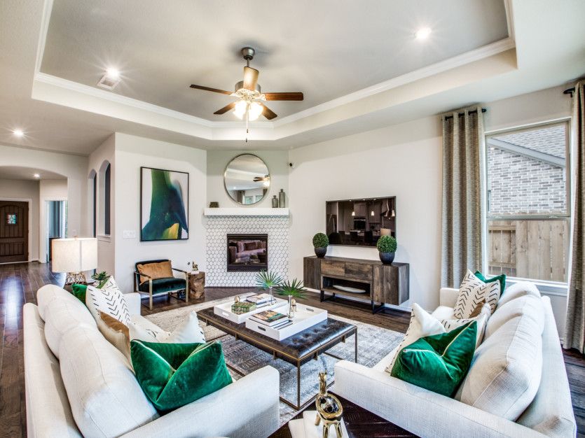 Gathering Room with Optional Fireplace and Tray Ceiling