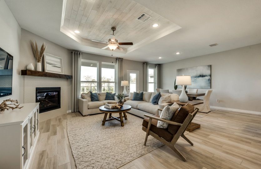 Spacious gathering room with recessed lighting*model representation