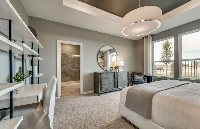 Spacious owner's suite with large windows*model representation