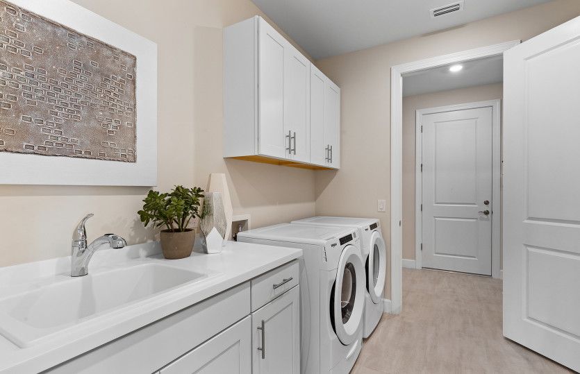 Laundry room with optional sink and added cabinets for storage and organization
