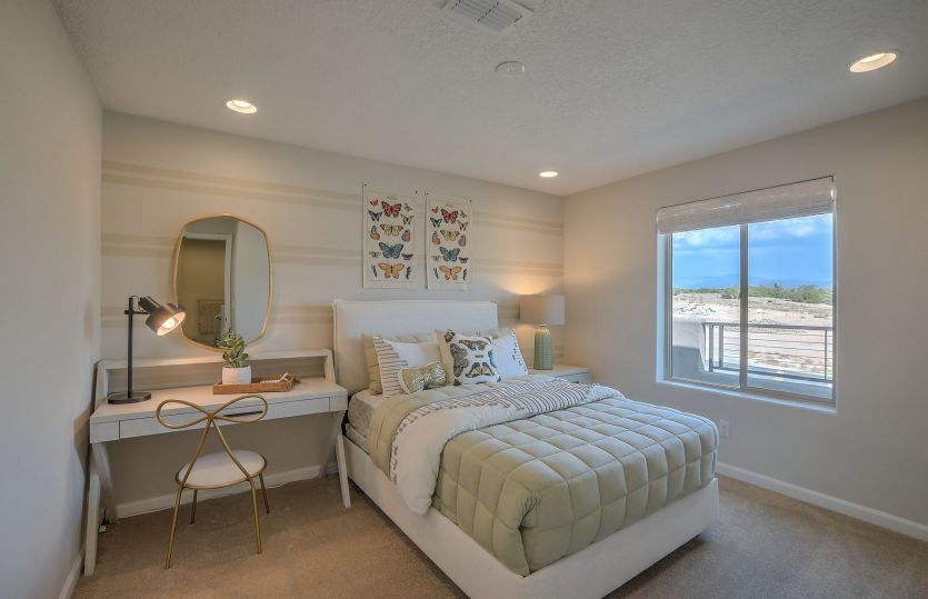 Bedroom 3 with a custom wall paint detail and plenty of space for a dresser or school desk.