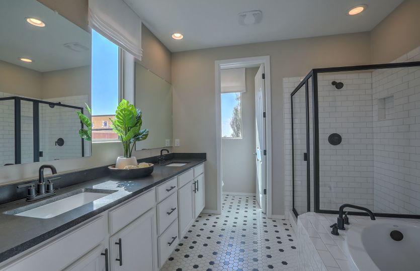 Welcome to the designer owner's bath with separate shower and tub, two sinks and more.