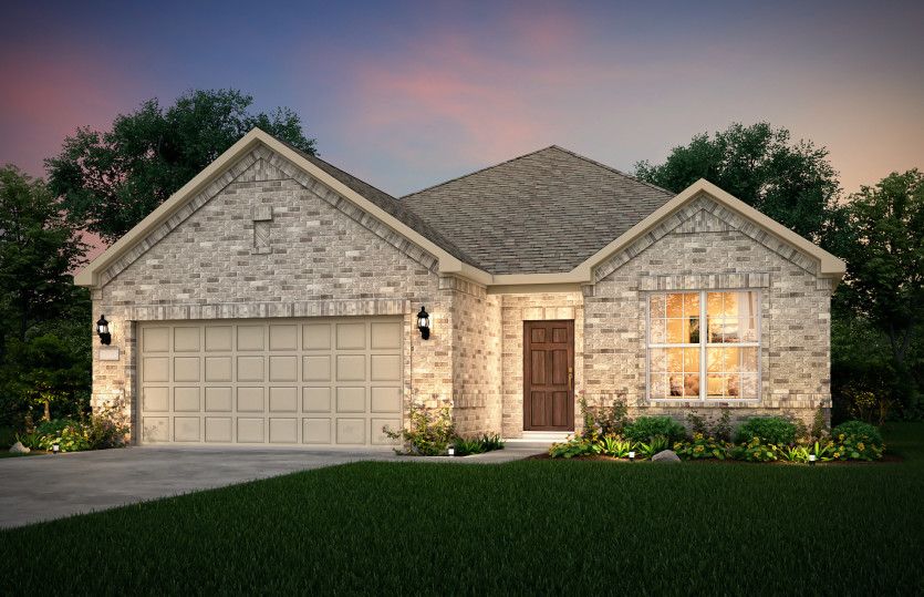 The Burnet, a one-story home with 2-car garage, shown with Home Exterior 31 *Model representation