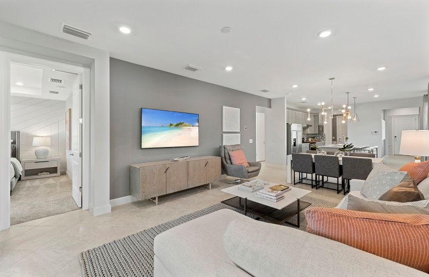 Connecting living spaces in this new construction home