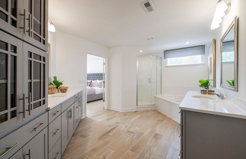 Owner's Bath Option 5 features tiled shower, soaking tub and separate vanities.
