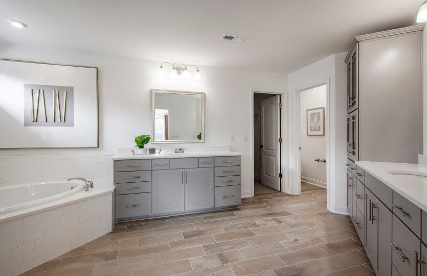 Owner's Bath Option 5 features tiled shower, soaking tub and separate vanities.