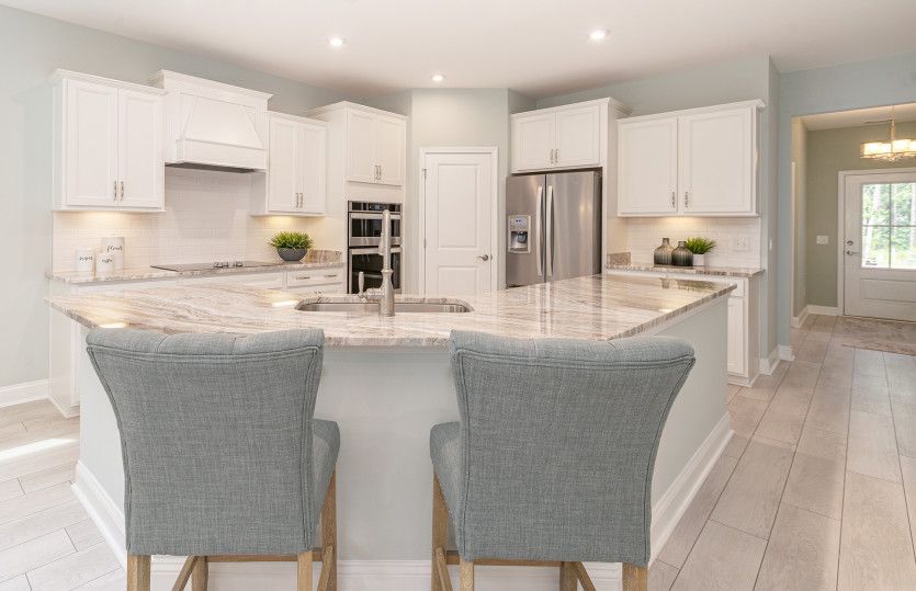 Large kitchen island with double bowl sink