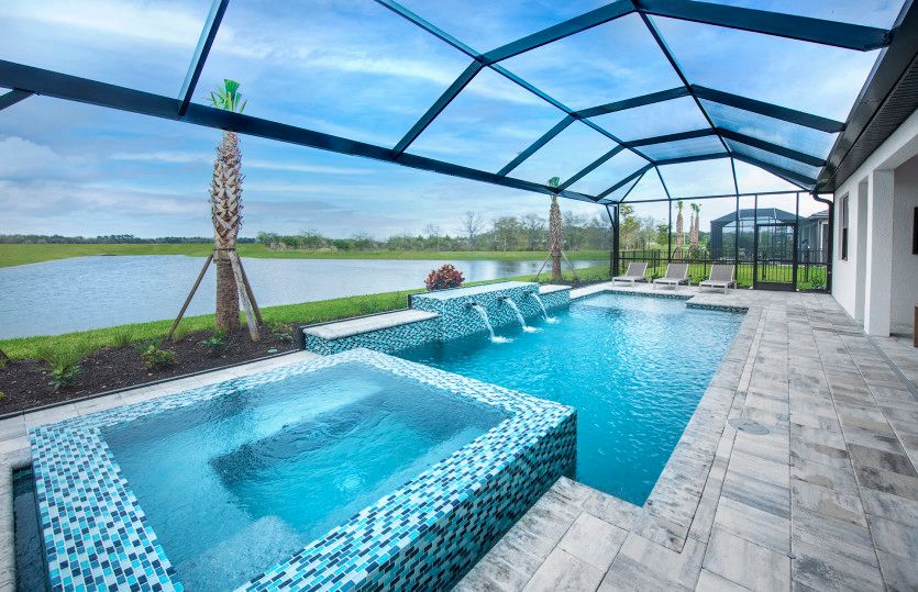 Screened-in extended lanai with custom pool and spa