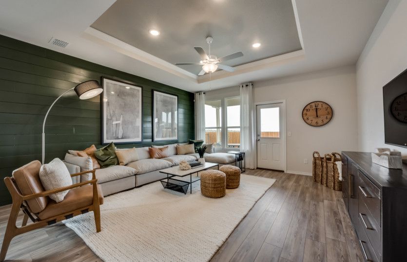Gathering room with access to backyard