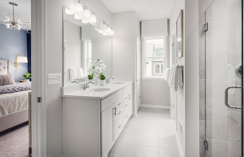 Owner's Bath with Double Sinks and a Walk-in Shower
