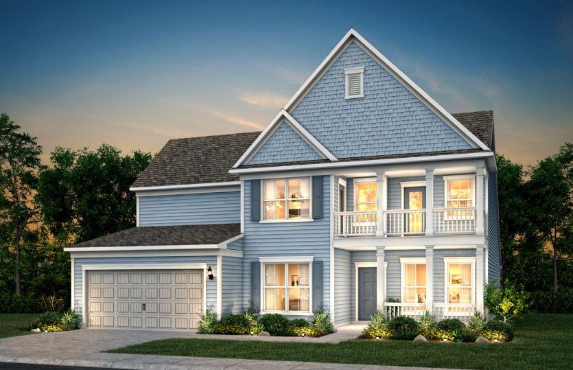 Vanderbilt New Home Exterior 53 with shake accent and a two story porch.