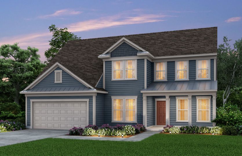 Vanderbilt New Home Exterior 55 with front porch and metal roof accents.