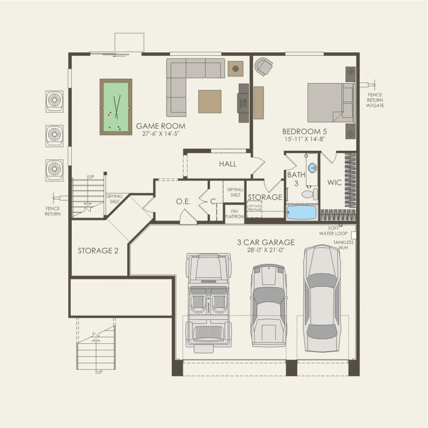 First Floor 5 br / 3.5 ba
