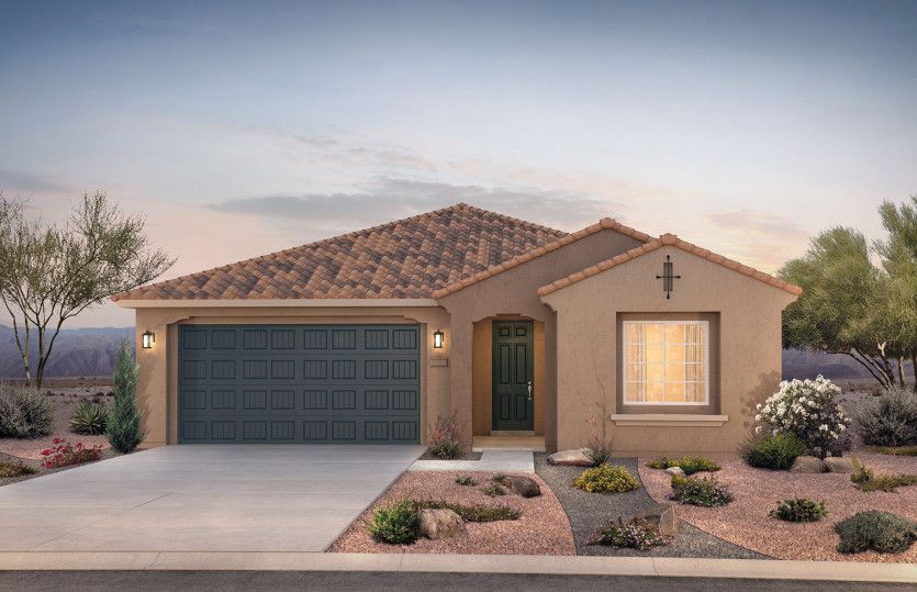 Single-story Brownstone plan shown in Elevation A with a two-car garage.