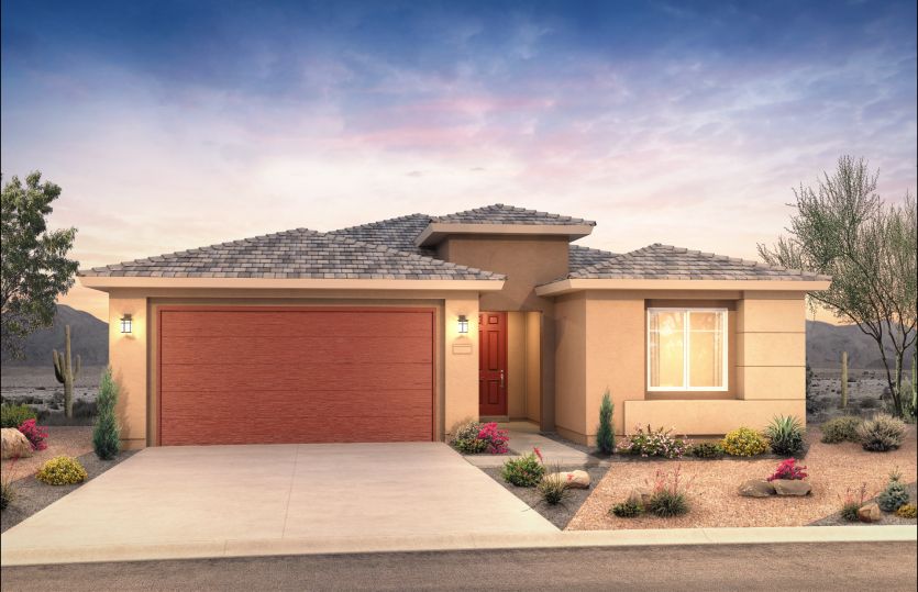 The Tifton Walk shown in Elevation C with different stucco options for modern curb appeal.