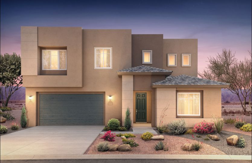 The two-story Preston shown in Elevation C with multiple stucco options for modern curb appeal.