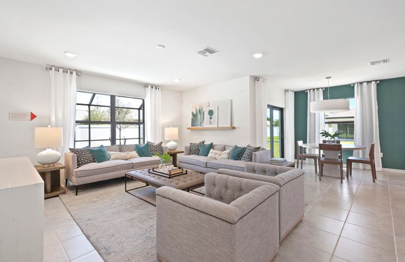 Gathering room with connected living spaces