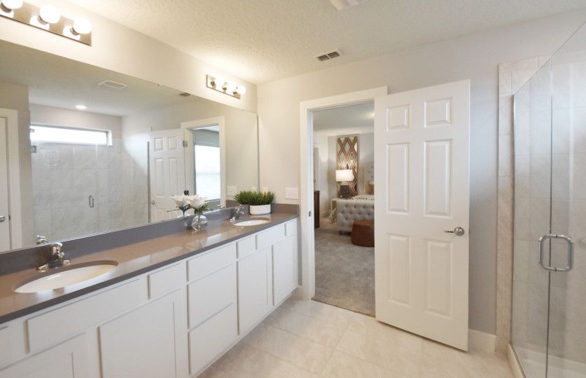 Owner's bath with dual sink vanity