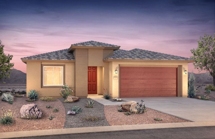 Single-story Manzanita floorplan shown in Elevation C with different stucco colors for a modern desi