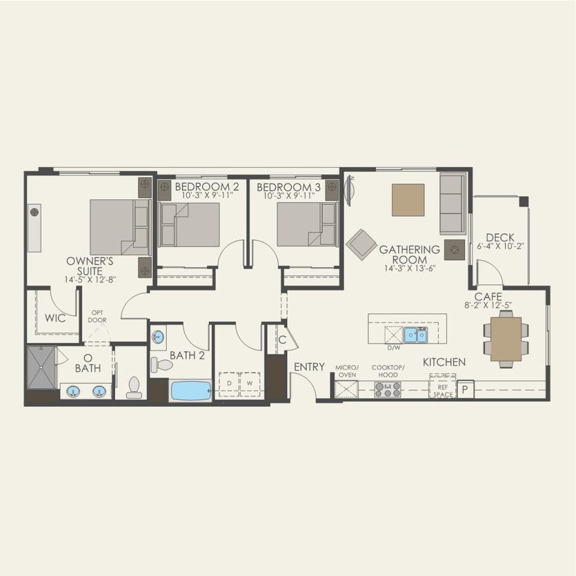 Second Floor 3 br / 2 ba
