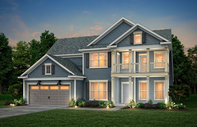 Vanderbilt Exterior 54 features siding, shakes, covered double front sitting porches and 2 car garag