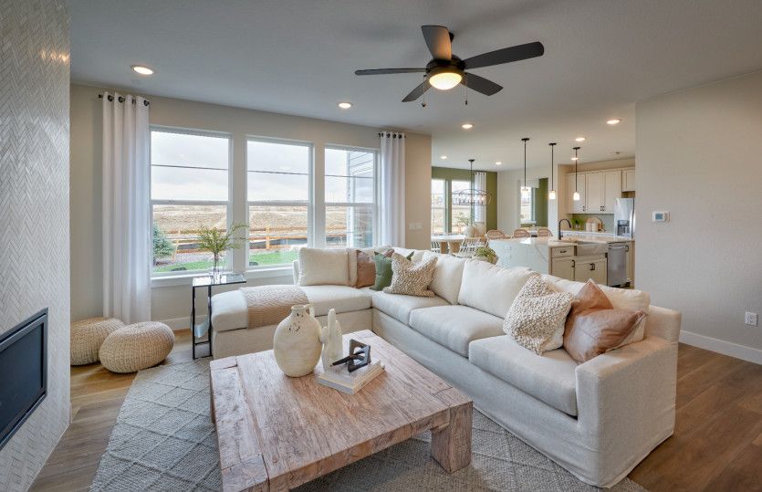 The large windows fill the gathering room with plenty of natural light.