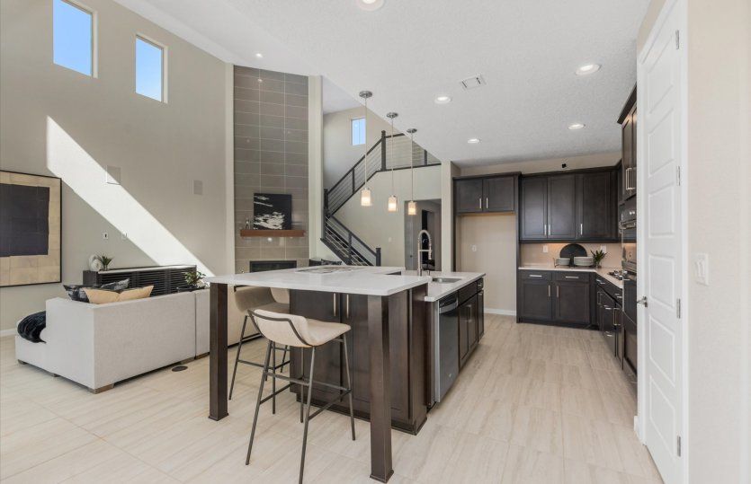 The optional deluxe island adds a raised seating area to enjoy your morning coffee each day.