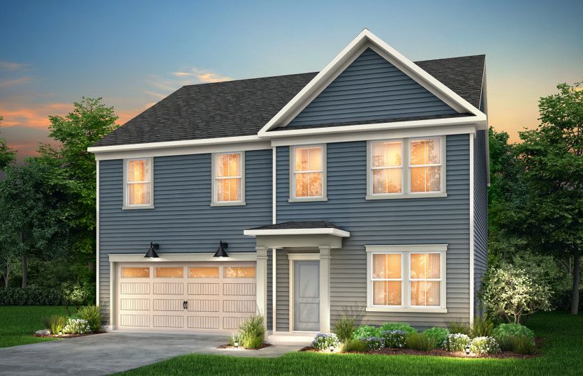 Hampton Exterior CR101 features siding, covered front door and 2 car garage