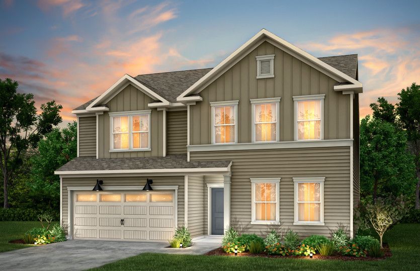 Mitchell Exterior LC1A features siding, covered front door and 2 car garage