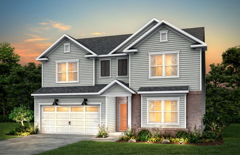 Mitchell Exterior LC2M features siding, brick, covered front door and 2 car garage