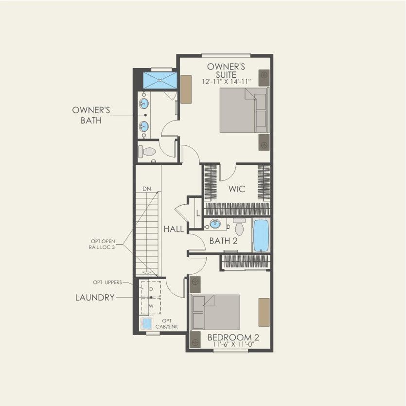 Third Floor 2 br / 2.5 ba