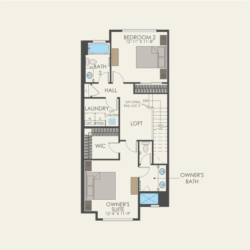 Third Floor 2 br / 2.5 ba