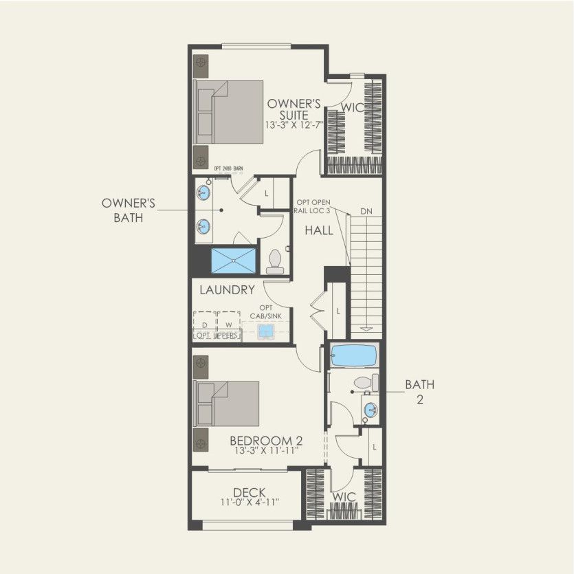 Third Floor 2 br / 2.5 ba