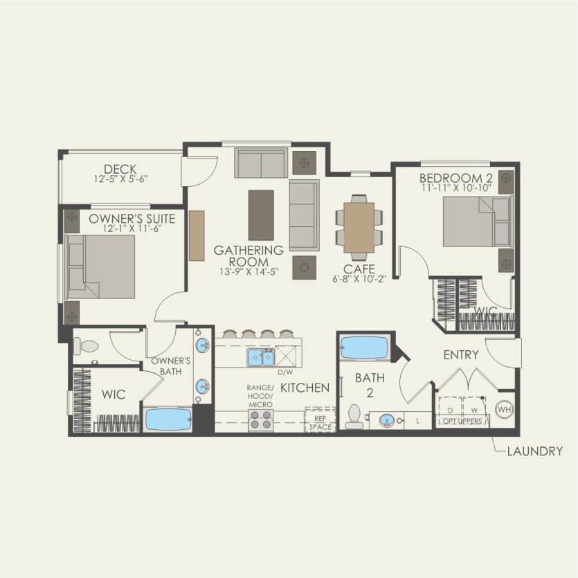 First Floor 2 br / 2 ba