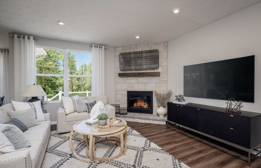 Natural Lit Gathering Room w/ Fireplace