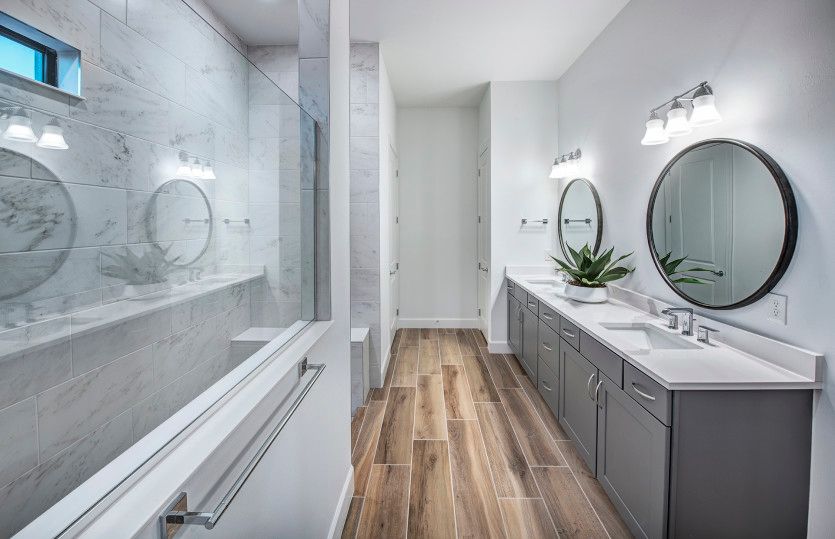 Owner's bathroom with dual sink vanity