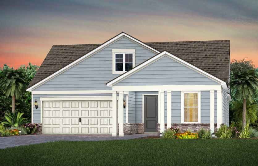 Lowcountry with Stone Elevation | LC211 with Stone