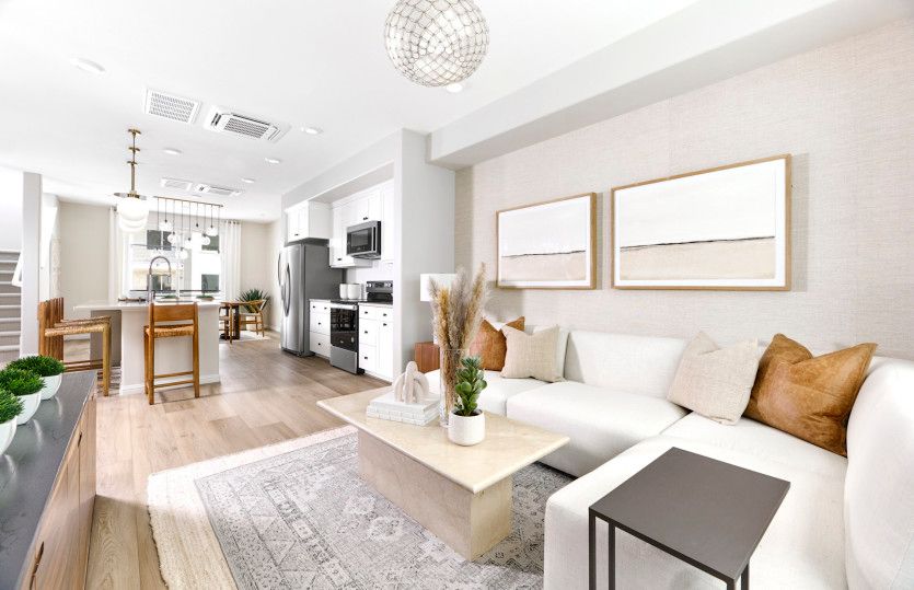 Gathering room opens to kitchen