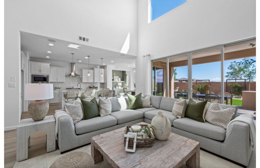 Spacious first floor with two-story ceilings in gathering room.