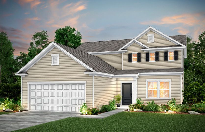 Hartwell Exterior LC1A with a 2-car garage and front porch