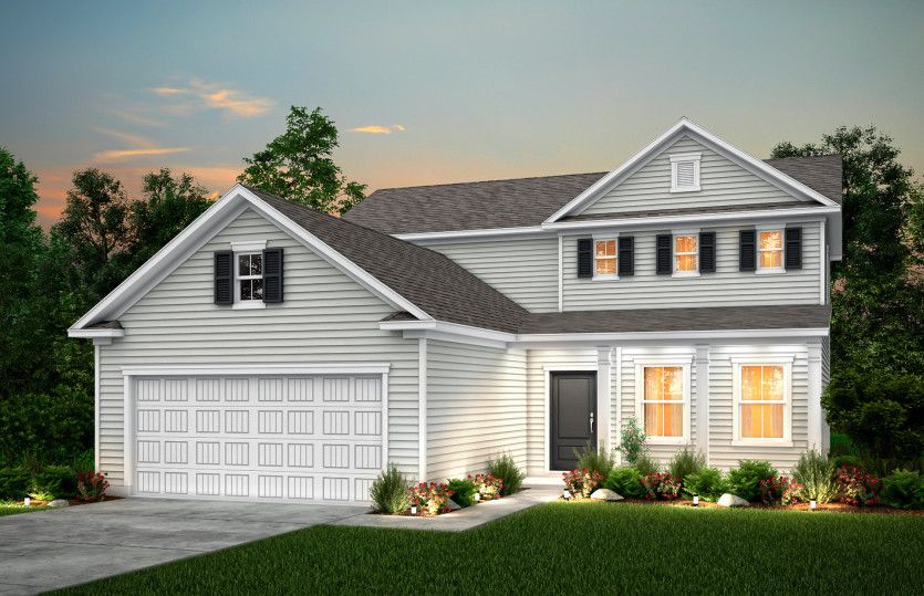 Hartwell Exterior LC2A with a 2-car garage and front porch
