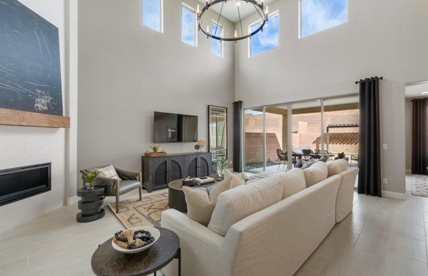 Enter the Prato home design to a beautiful and open first floor with soaring ceilings in the gatheri