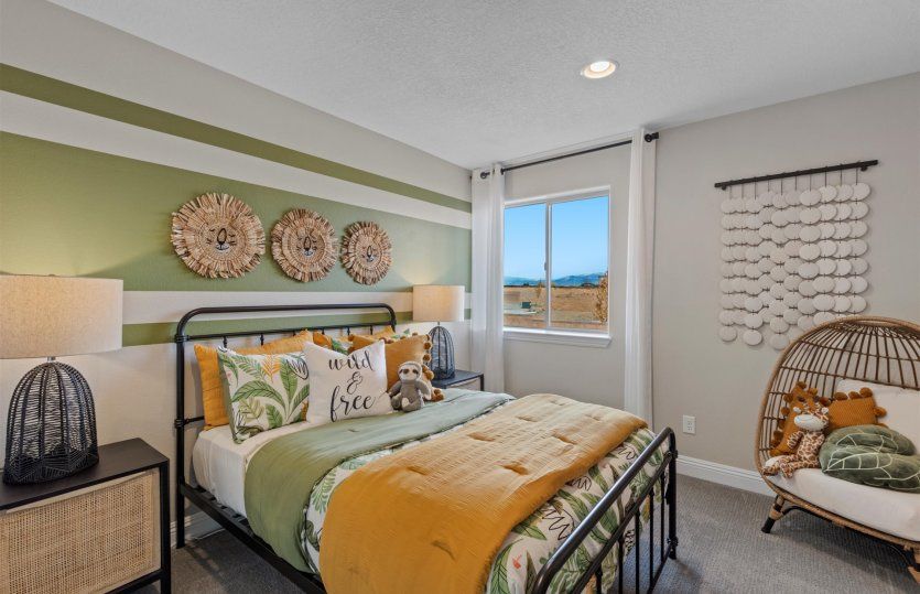 Bedroom 3 enhanced with custom paint details.