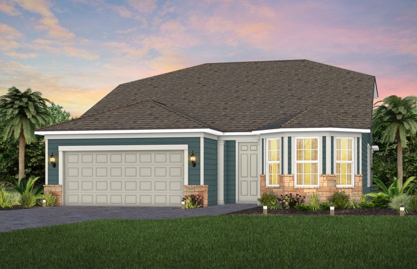 Traditional Elevation with Stone | TD2 w/ Stone