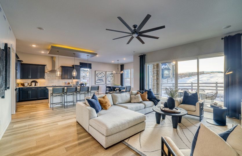 The Easton home design boats an open floor plan that seamlessly connects the main living areas of th