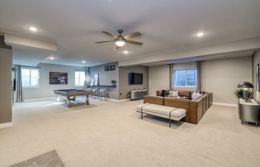 The finished basement is the perfectly suited for entertaining friends and family.