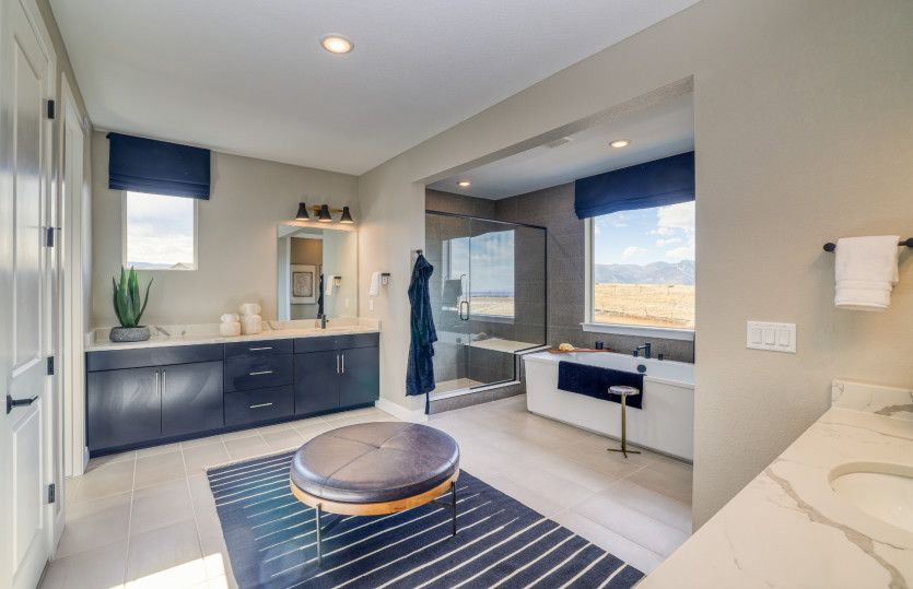 The spacious owner's bath features a separate tub and shower and connects to a huge walk-in closet.